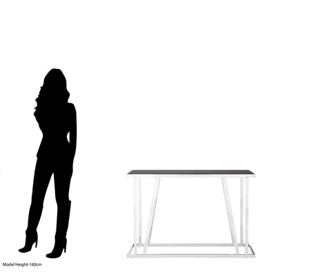 Ackley Silver Console Table With Black Glass