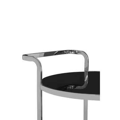 Ackley 2 Tier Silver Drinks Trolley With Black Glass
