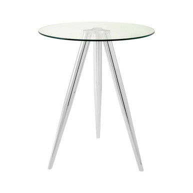 Barton Round Glass Bar Table with Chrome Legs