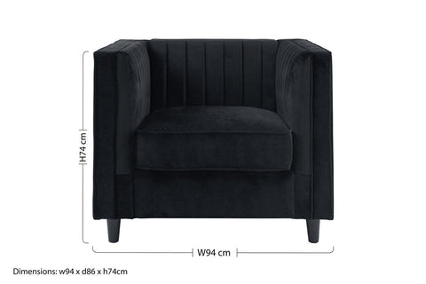 Farah Black Velvet Chair