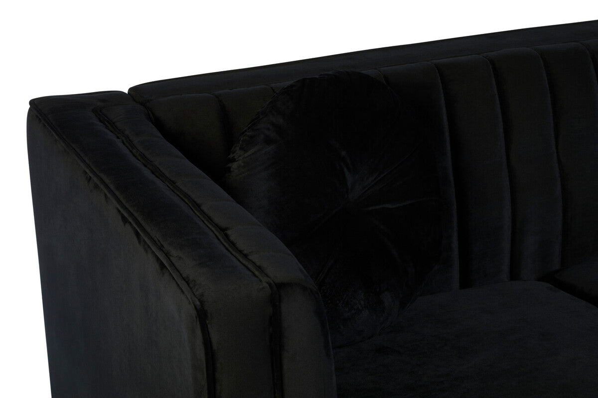 Farah Two Seat Black Velvet Sofa