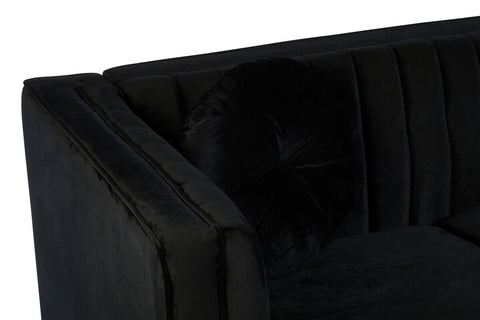 Farah Two Seat Black Velvet Sofa