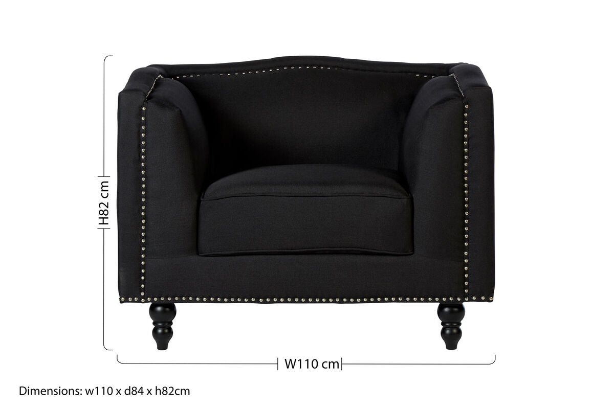 Feya Black Fabric Chair with Stud Detail