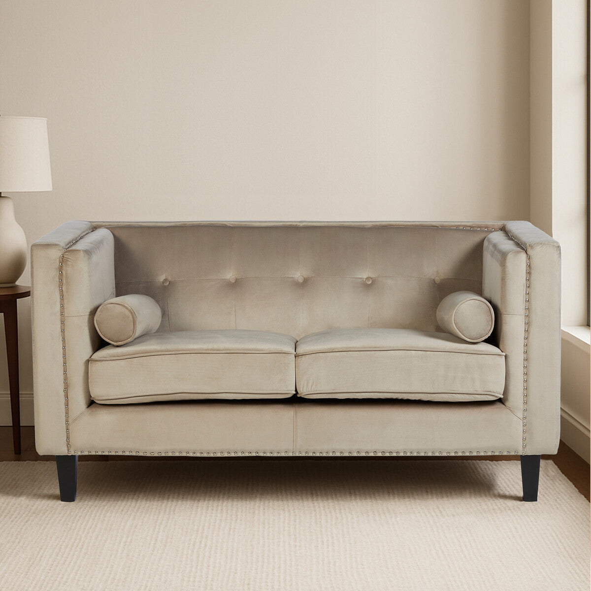 Felisa Two Seater Mink Velvet Sofa