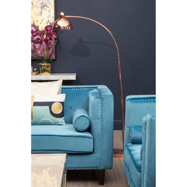 Felisa Two Seat Teal Blue Velvet Sofa