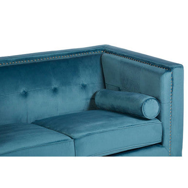 Felisa Two Seat Teal Blue Velvet Sofa