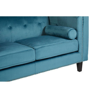 Felisa Two Seat Teal Blue Velvet Sofa