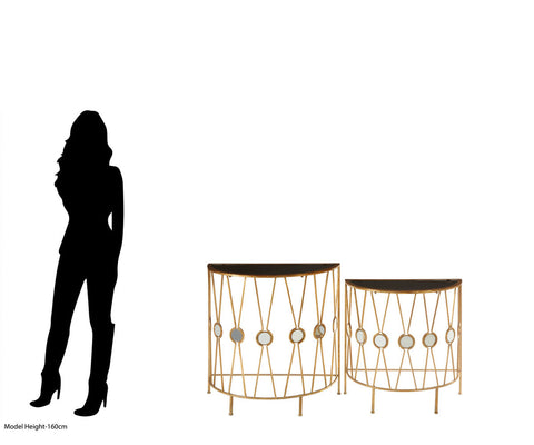 Faiza Set Of 2 Cross Design Console Tables