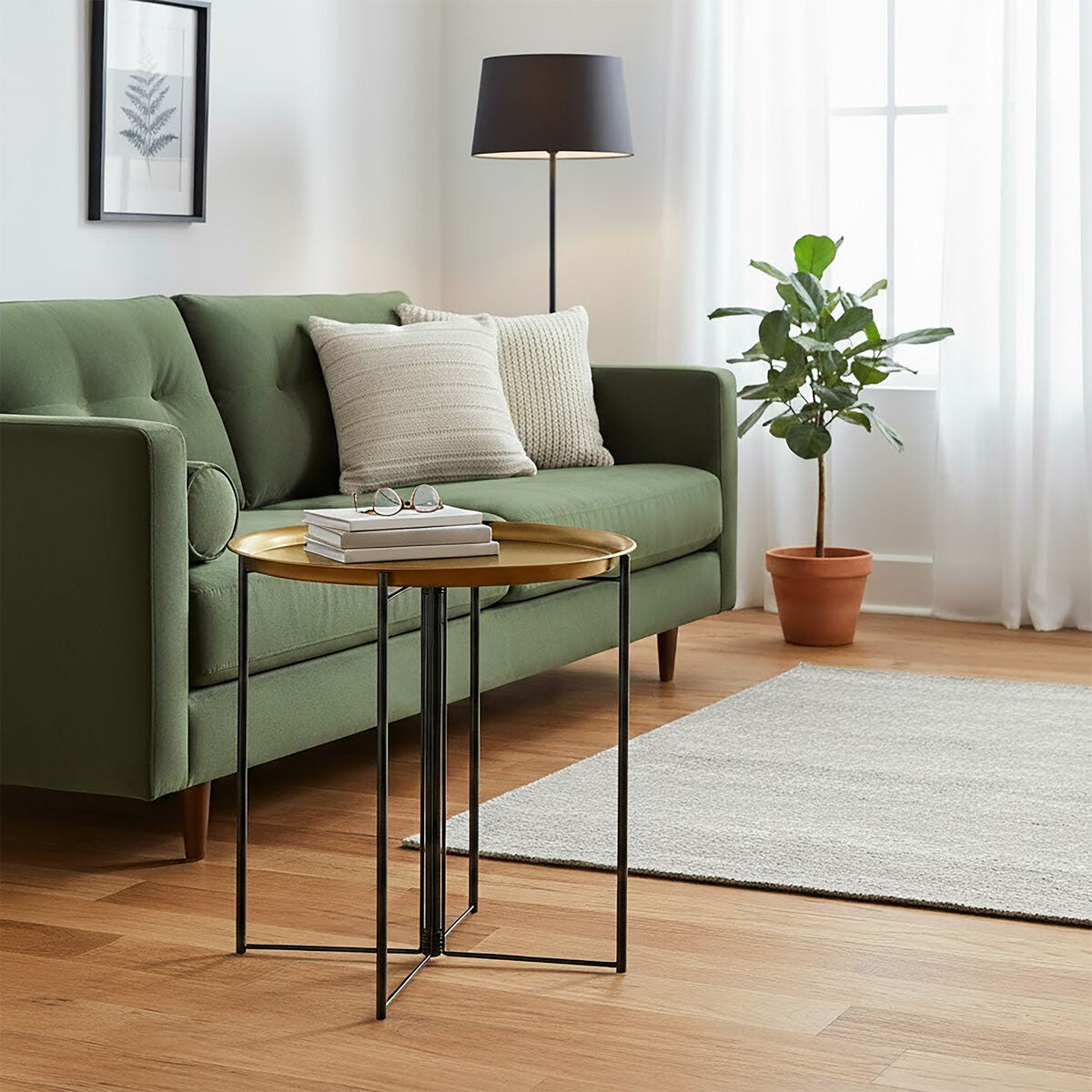 Hege Large Brass And Black Finish Side Table
