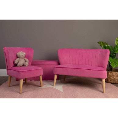 Mia 2 Seat Pink Velvet Kids Sofa