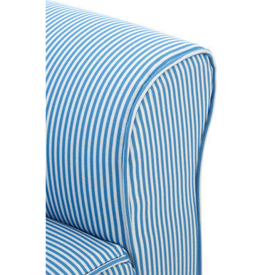 Kids Blue And White Stripe Rocking Chair With Footstool