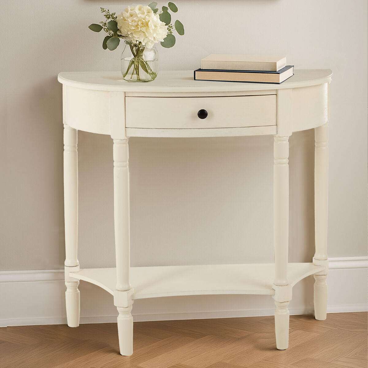 Heritage One Drawer Antique White Console Table