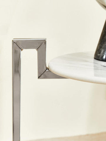 Cibal White Marble Side Table With Chrome Base