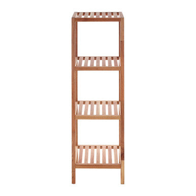 ARLA 4 Tier Walnut Wood Bathroom Shelf Unit