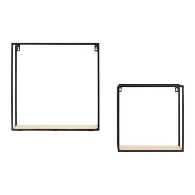 Brixton Set of 2 Wood and Metal Cuboid Wall Shelf