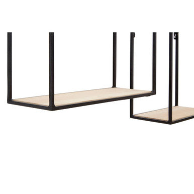 Brixton Set of 2 Wood and Metal Cuboid Wall Shelf