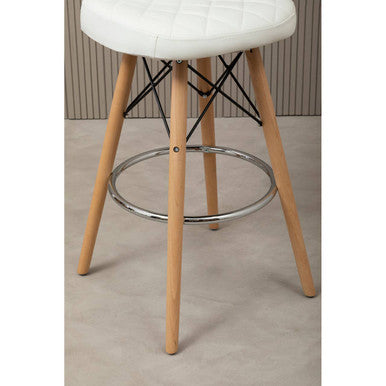 Stockholm White Leather Effect Seat Bar Stool