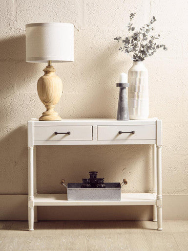 Heritage 2 Drawer White Console Table