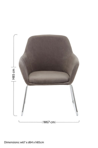 Stockholm Grey Velvet Dining Chair with Chrome Legs