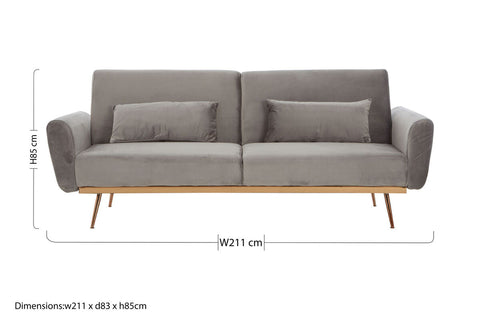 Hatton Grey Velvet Sofa Bed