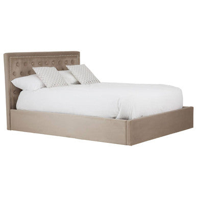 Hannah Mink Velvet Ottoman King Bed