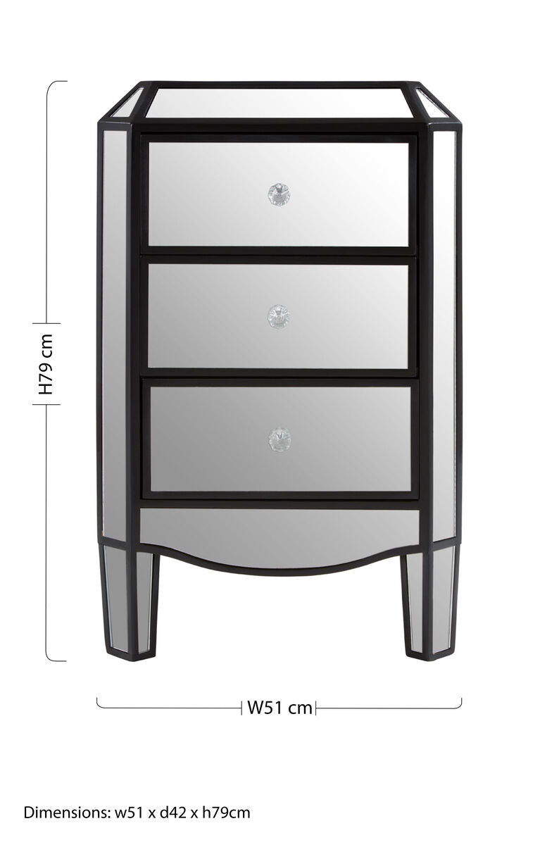 Tiffany 3 Drawer Mirrored Chest