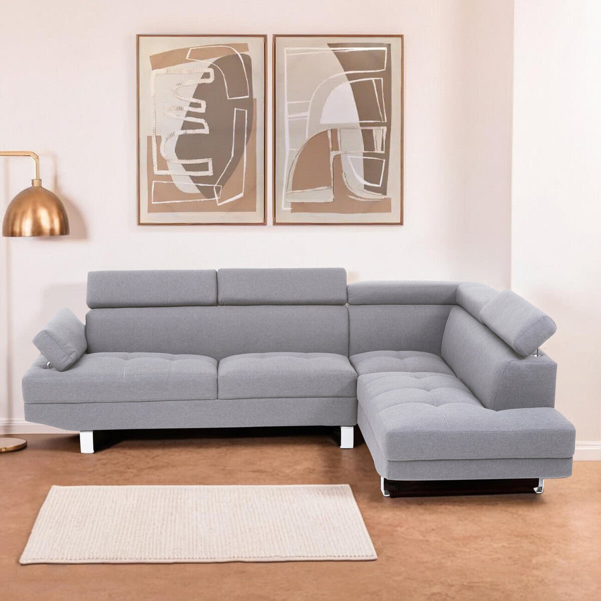 Hanover Grey Linen Corner Sofa