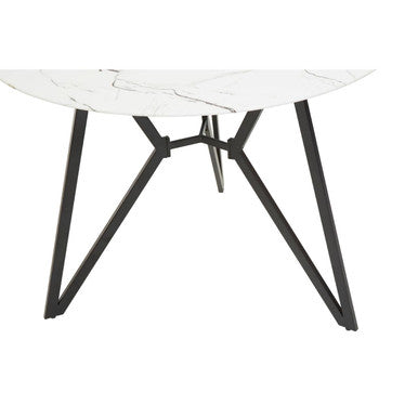 Weston Round Marble Effect Dining Table with 6 Chairs Set