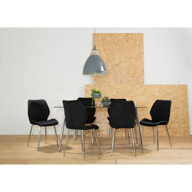 Wimslow Black Tempered Glass Dining Table with 6 Chairs