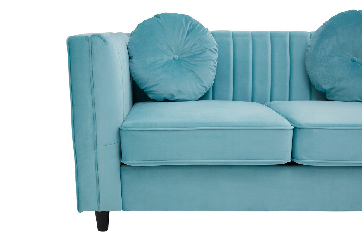 Farah Two Seat Green Velvet Sofa