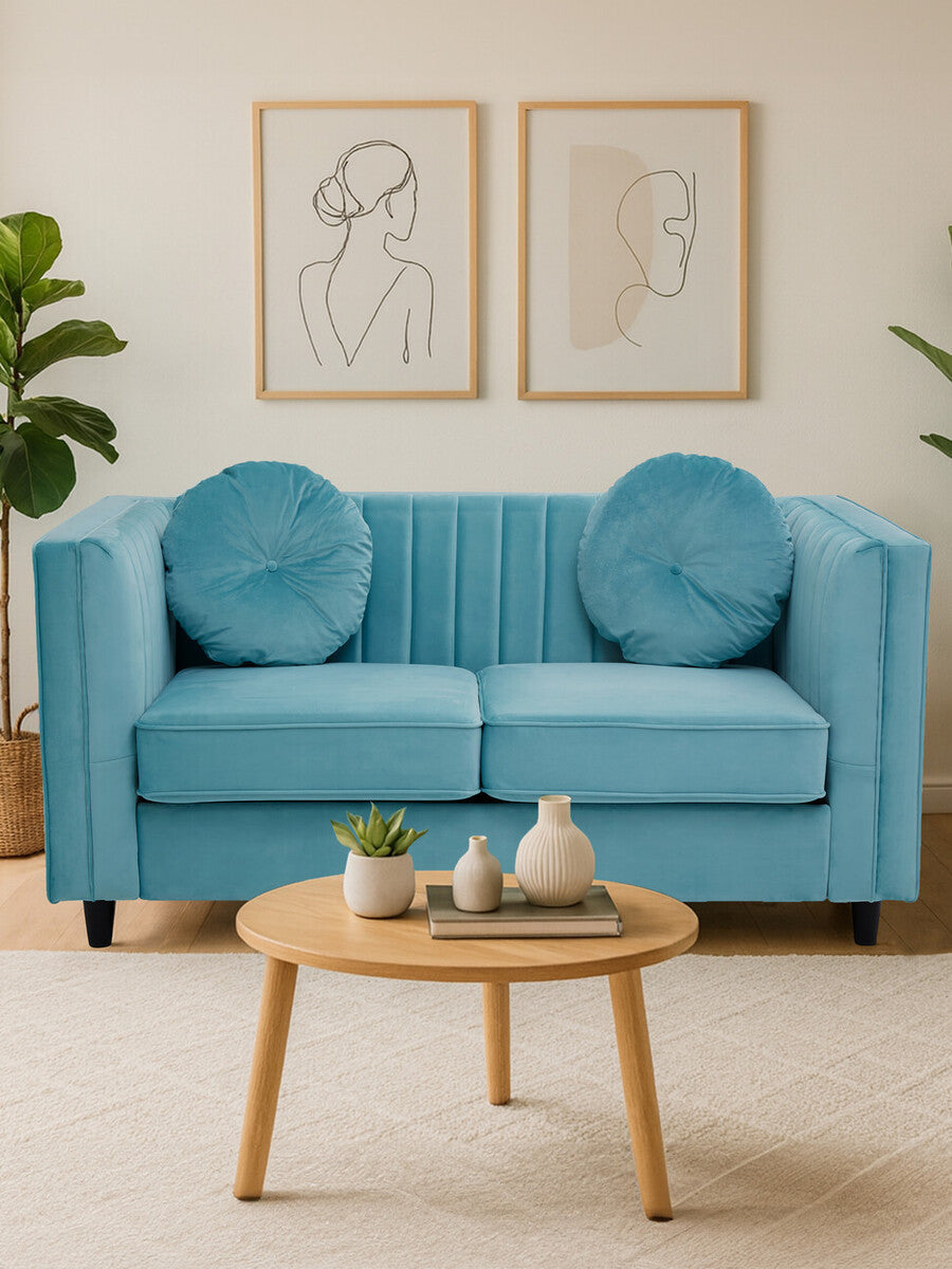 Farah Two Seat Green Velvet Sofa