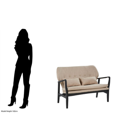 Stockholm 2 Seat Beige Sofa With Black Wood Frame