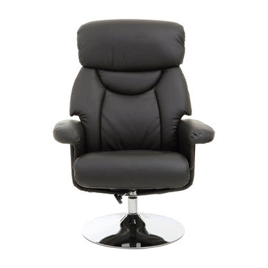 Denton Black Leather Effect Reclining Chair And Footstool
