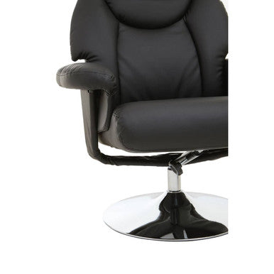 Denton Black Leather Effect Reclining Chair And Footstool
