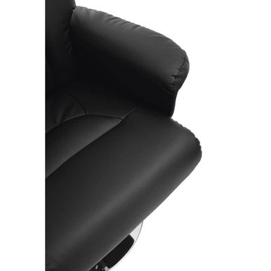 Denton Black Leather Effect Reclining Chair And Footstool