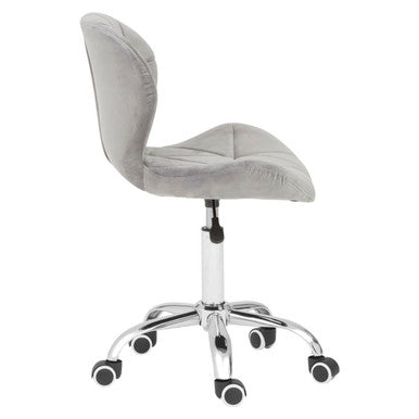 Franki Grey Velvet Quilted Home Office Chair