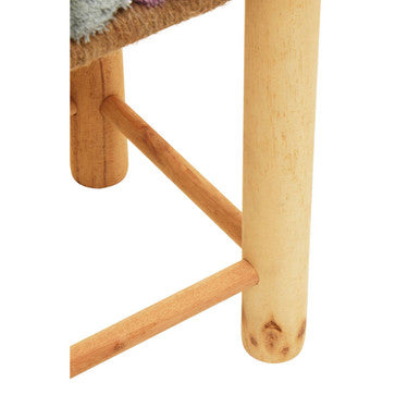 West Village Grey Beige And Pink Pom Stool
