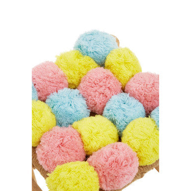 West Village Pink Blue And Yellow Pom Stool