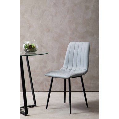 Tiana Set Of 4 Light Grey Leather Effect Dining Chairs