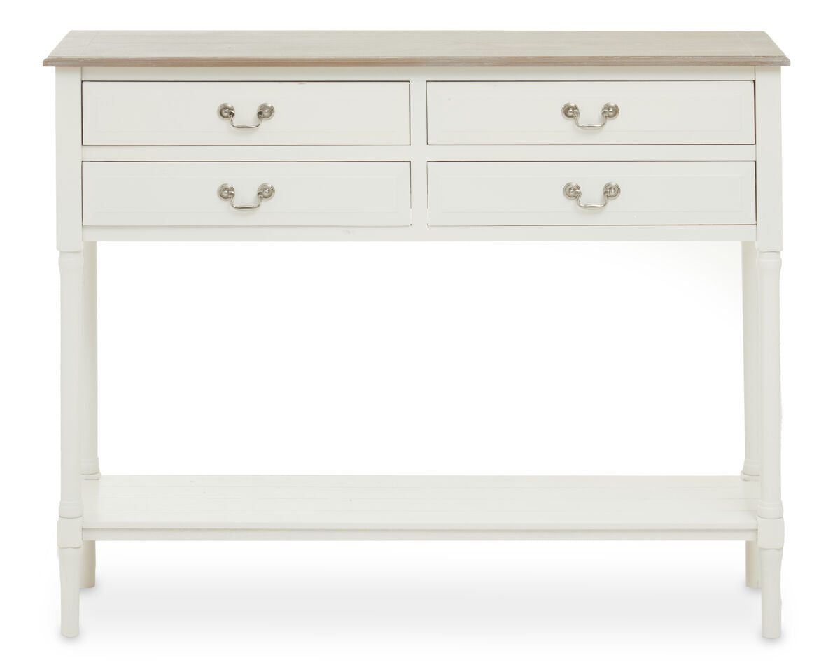 Heritage 4 Drawer White Console Table