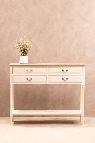 Heritage 4 Drawer White Console Table