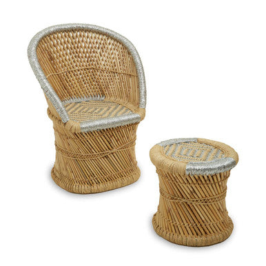 Rowan Natural And Grey Chair And Stool