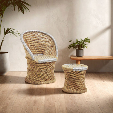 Rowan Natural And Grey Chair And Stool