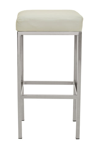Baina White And Chrome Finish Bar Stool