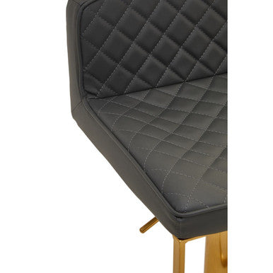 Baina Dark Grey And Gold Square Base Bar Stool