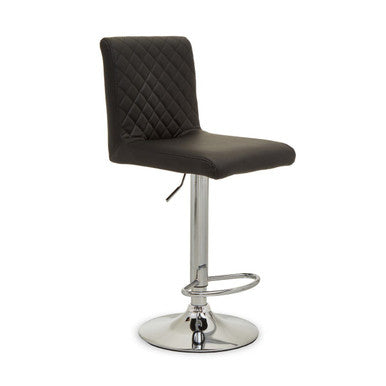 Baina Black And Chrome Bar Stool With Round Base