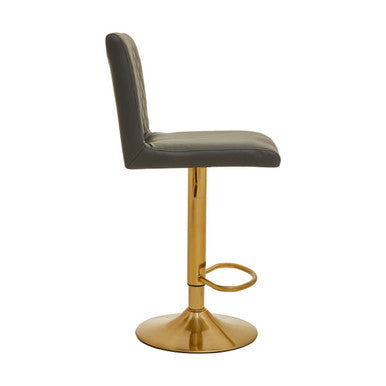 Baina Dark Grey And Gold Bar Stool With Round Base