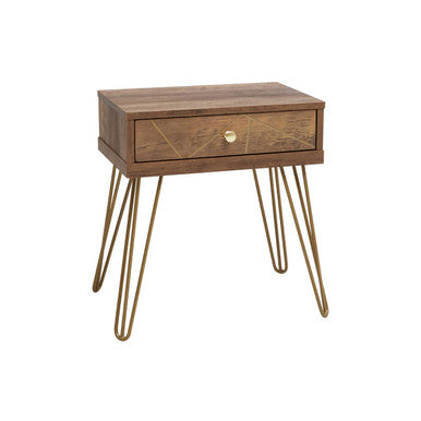 Flori 1 Drawer Draw Side Table with Hairpin Legs