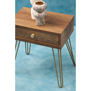 Flori 1 Drawer Draw Side Table with Hairpin Legs