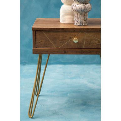 Flori 1 Drawer Draw Side Table with Hairpin Legs